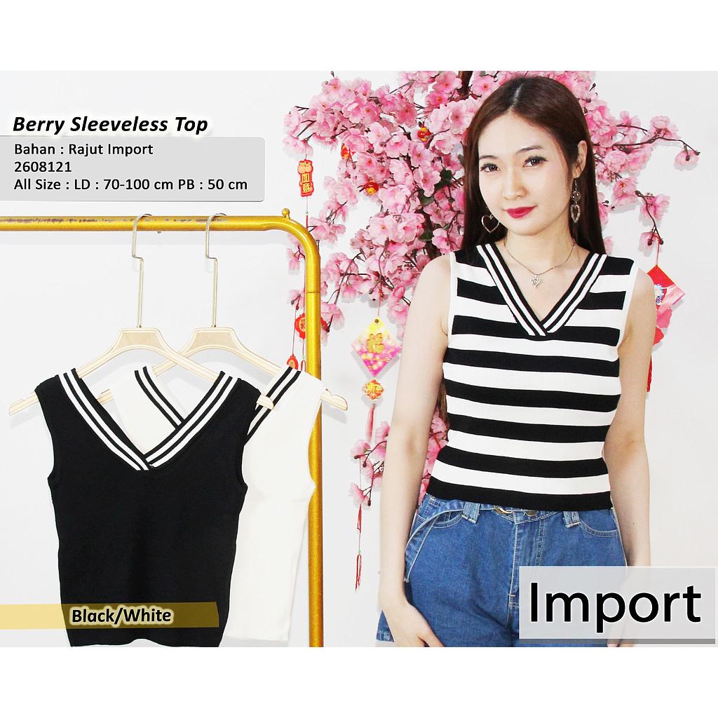 Berry Sleeveless V Neck Top