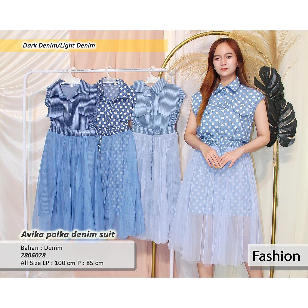 Avika polka denim suit