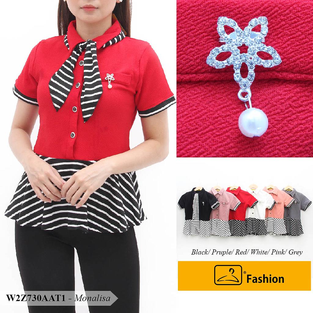 MIKHA PEPLUM BLOUSE KERAH KEMEJA+BROS