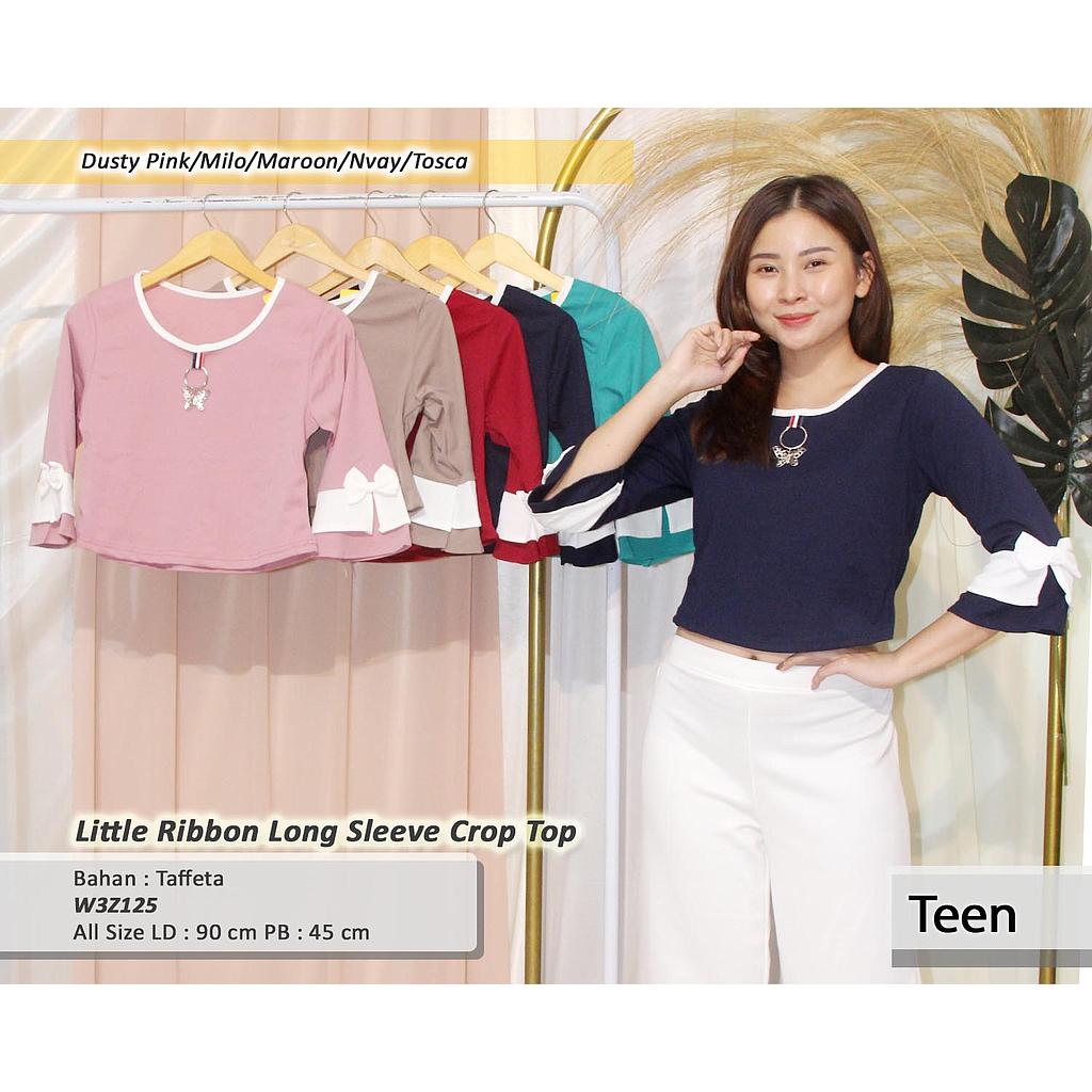 Little Ribbon Long sleeve crop Top