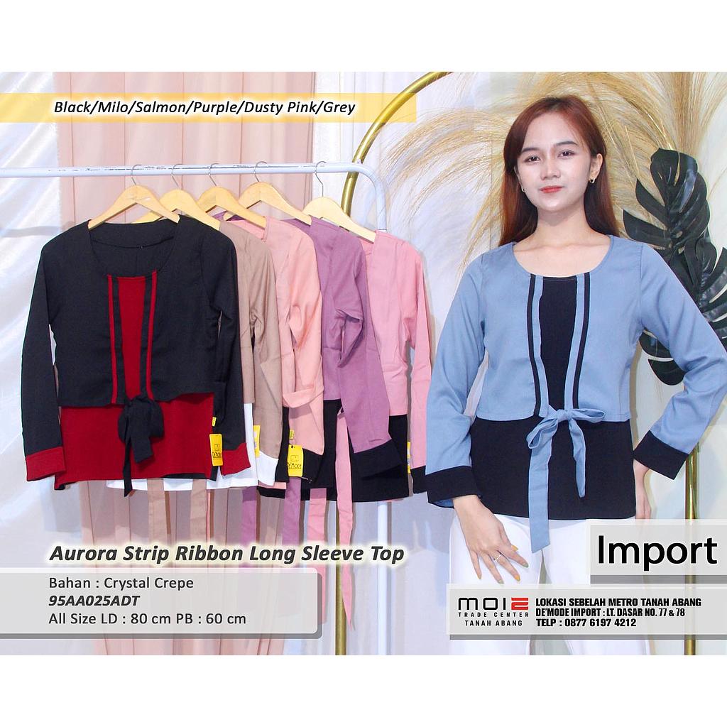 Aurora strip Ribbon Long sleeve Top