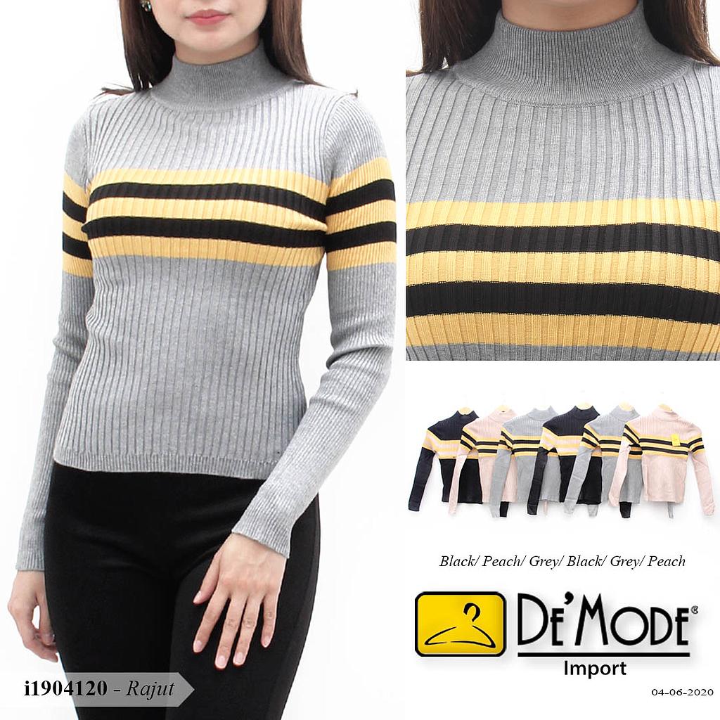 YQH-MS5196 Qadizze atasan RAJUT turtleneck salur tengah tangan panjang