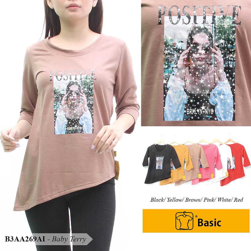 SELLY ATASAN TANGAN 3/4 ASIMETRIS + APLIKASI