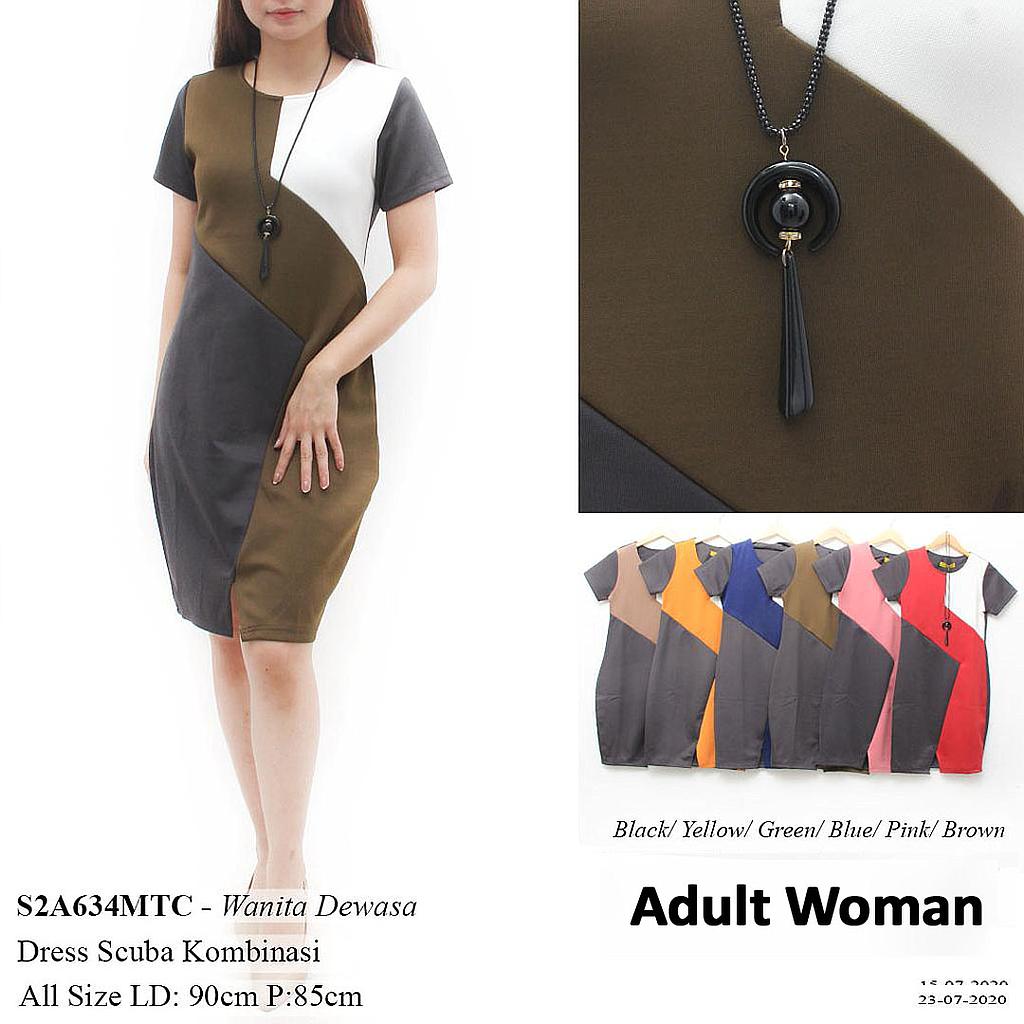 BELLA DRESS KOMBINASI COLOR BLOCK