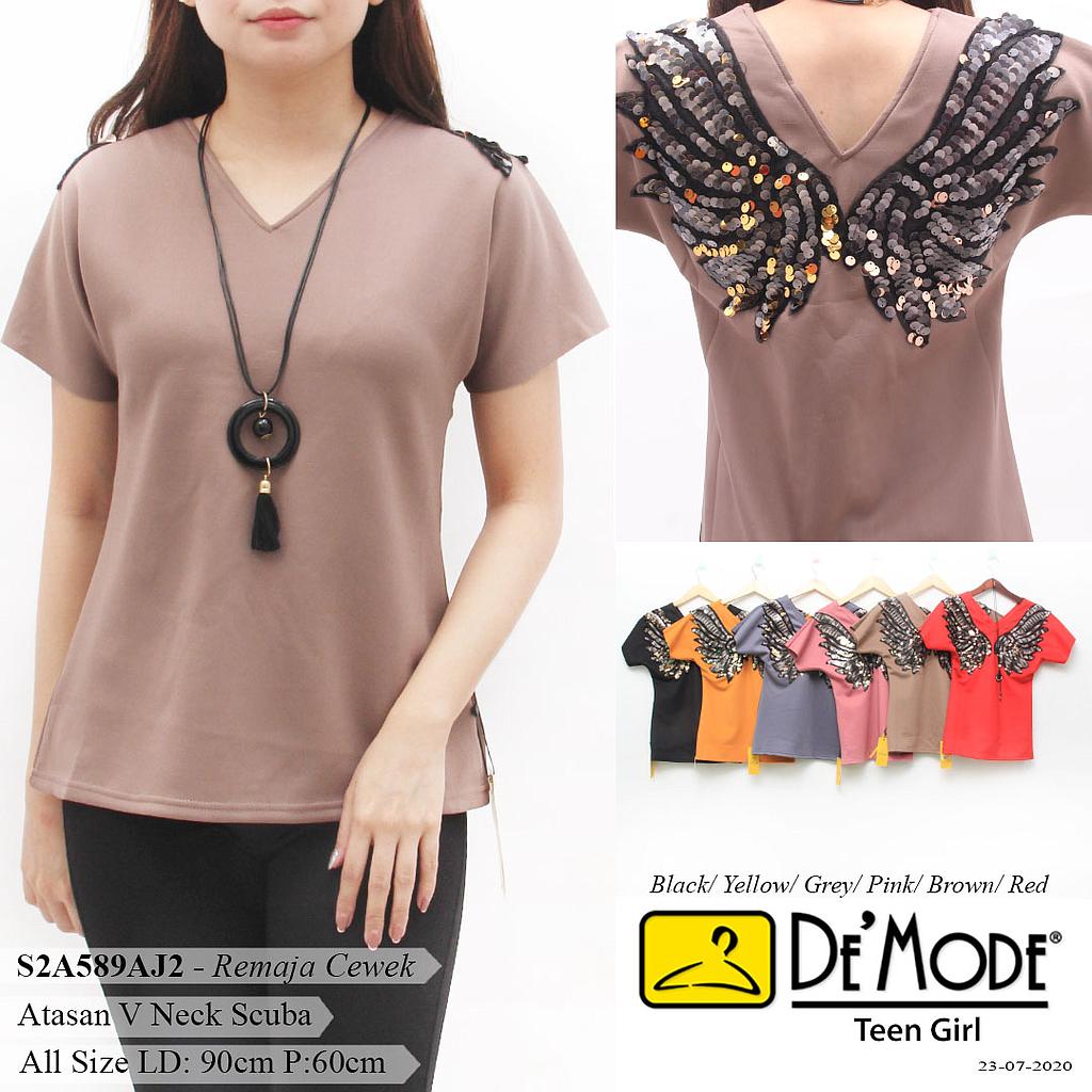 ANGIE ATASAN LEHER V + APLIKASI SAYAP + KALUNG