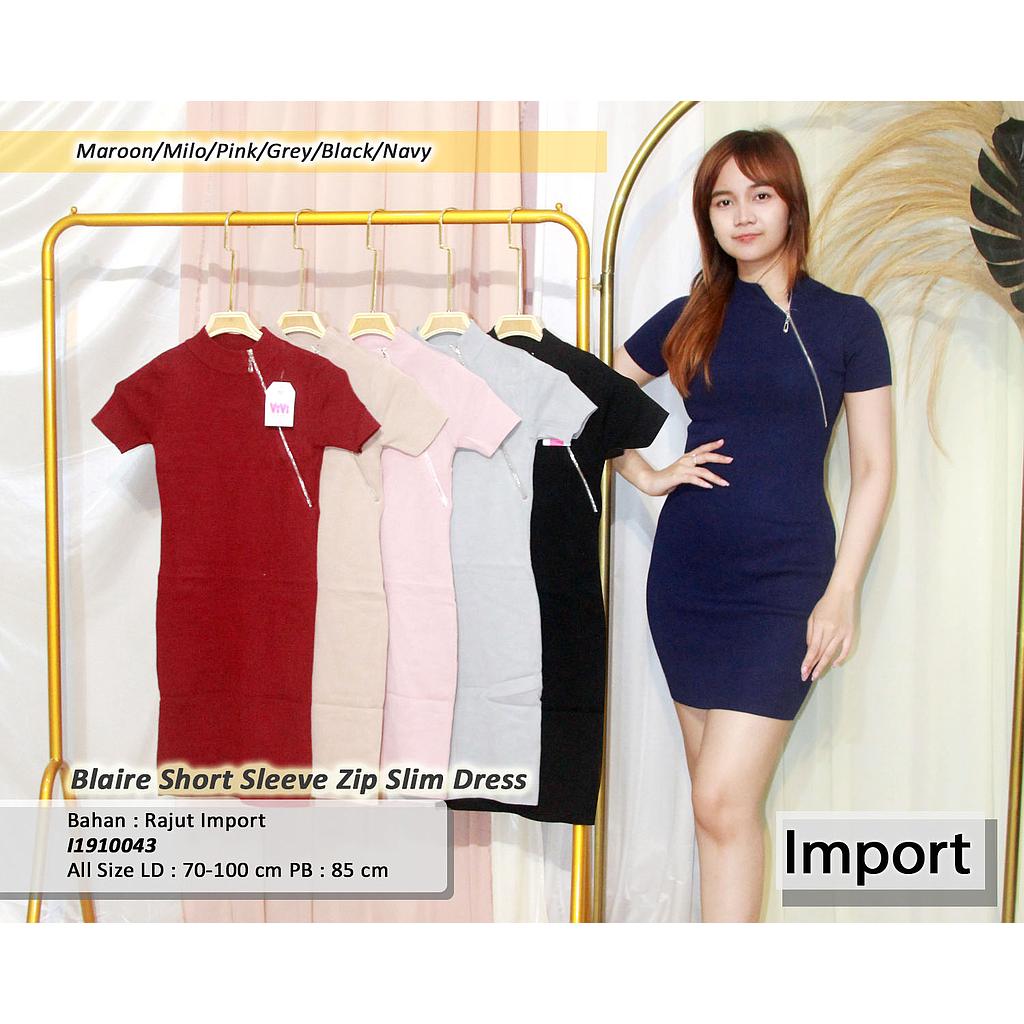 Blaire short sleeve Zip slim dress