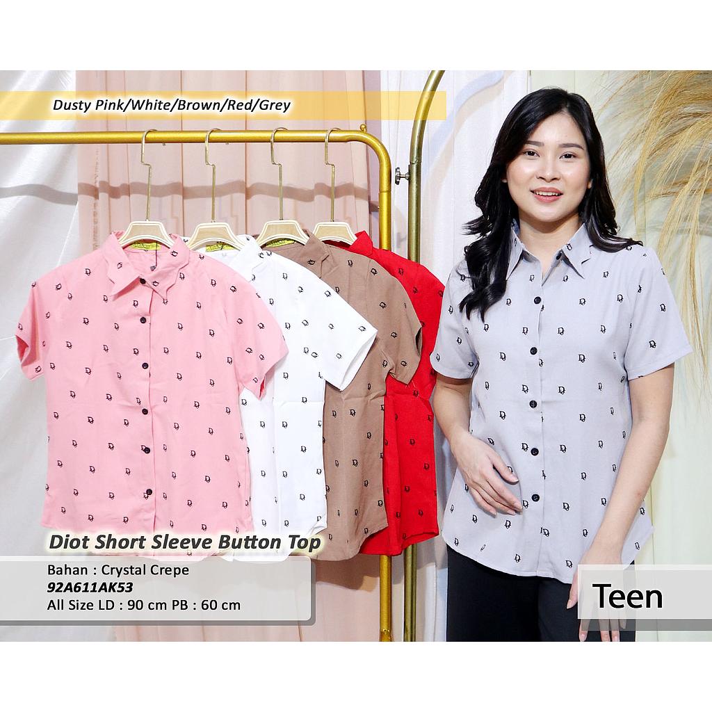 Diot Short Sleeve Button Top