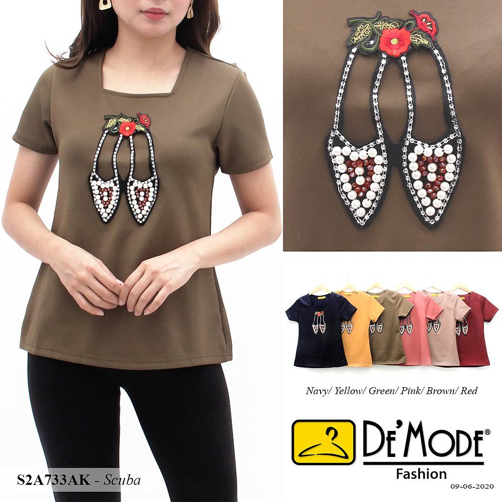 DERA ATASAN LEHER PENTAGON + APLIKASI  BUNGA