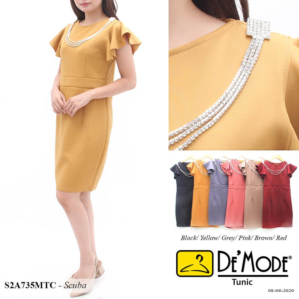 NIA DRESS LENGAN GELOMBANG + KALUNG