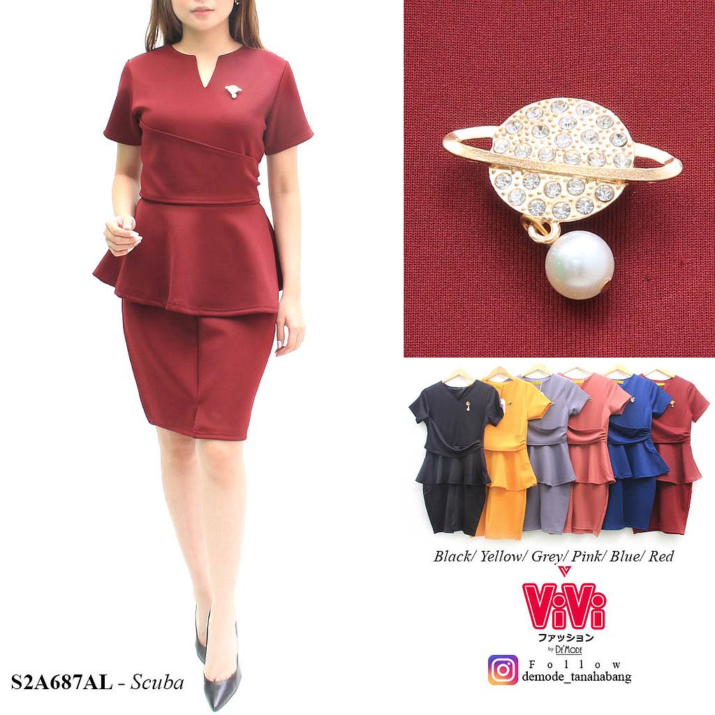 TYRA DRESS PLUM VARIASI REMPEL + BROS