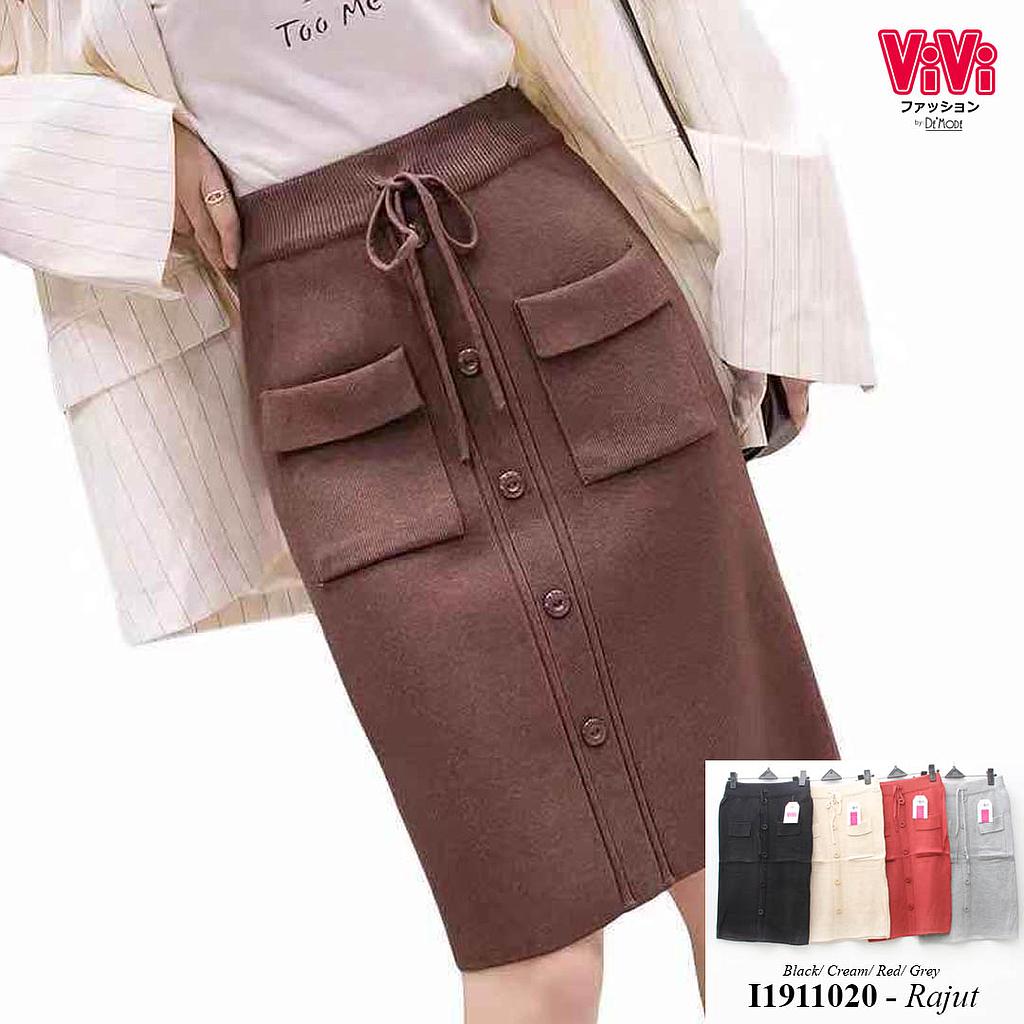 YQH-MSA021 jenna rok rajut span kantong + kancing