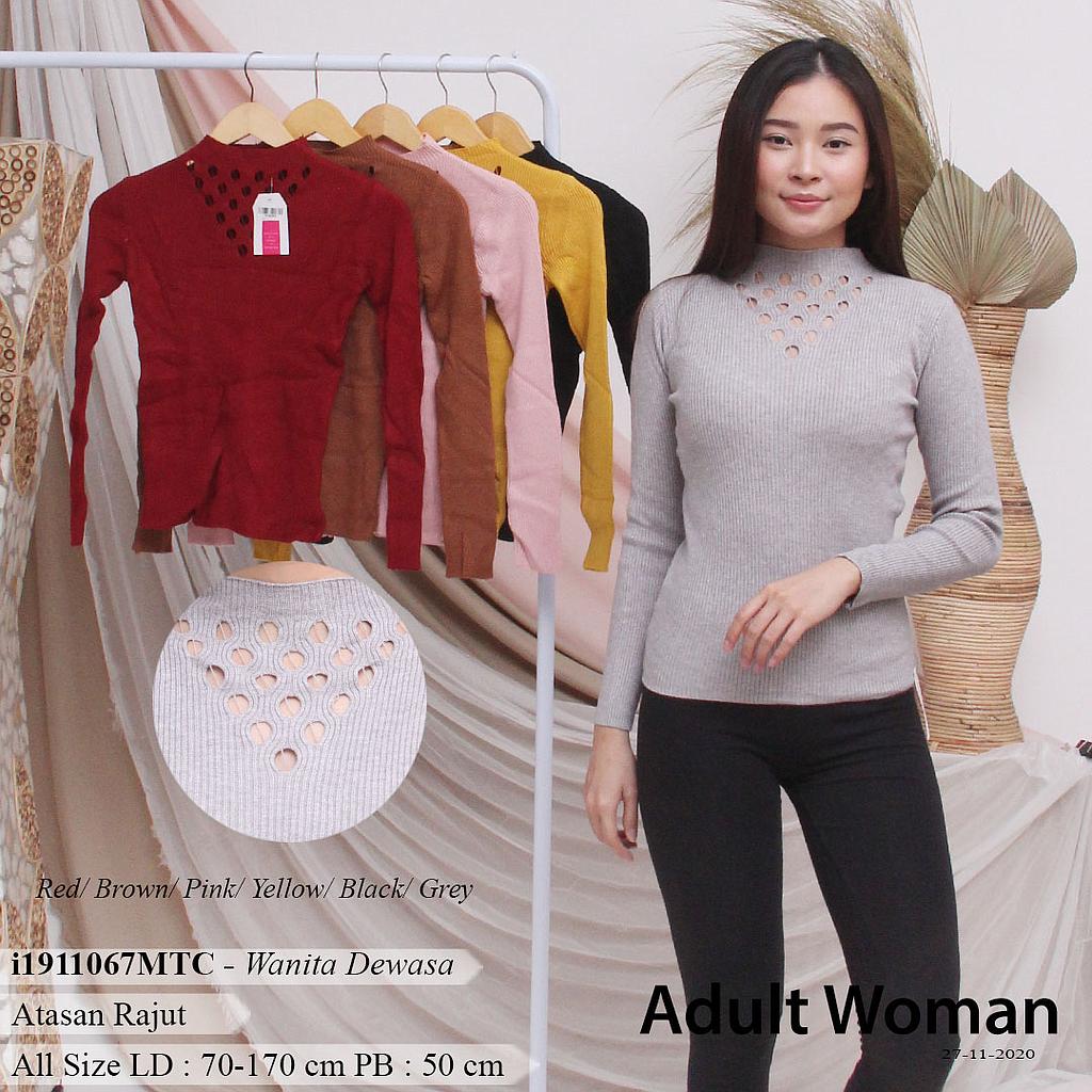 YQH-MS907-2 Sofia atasan rajut turtleneck motif berlubang 