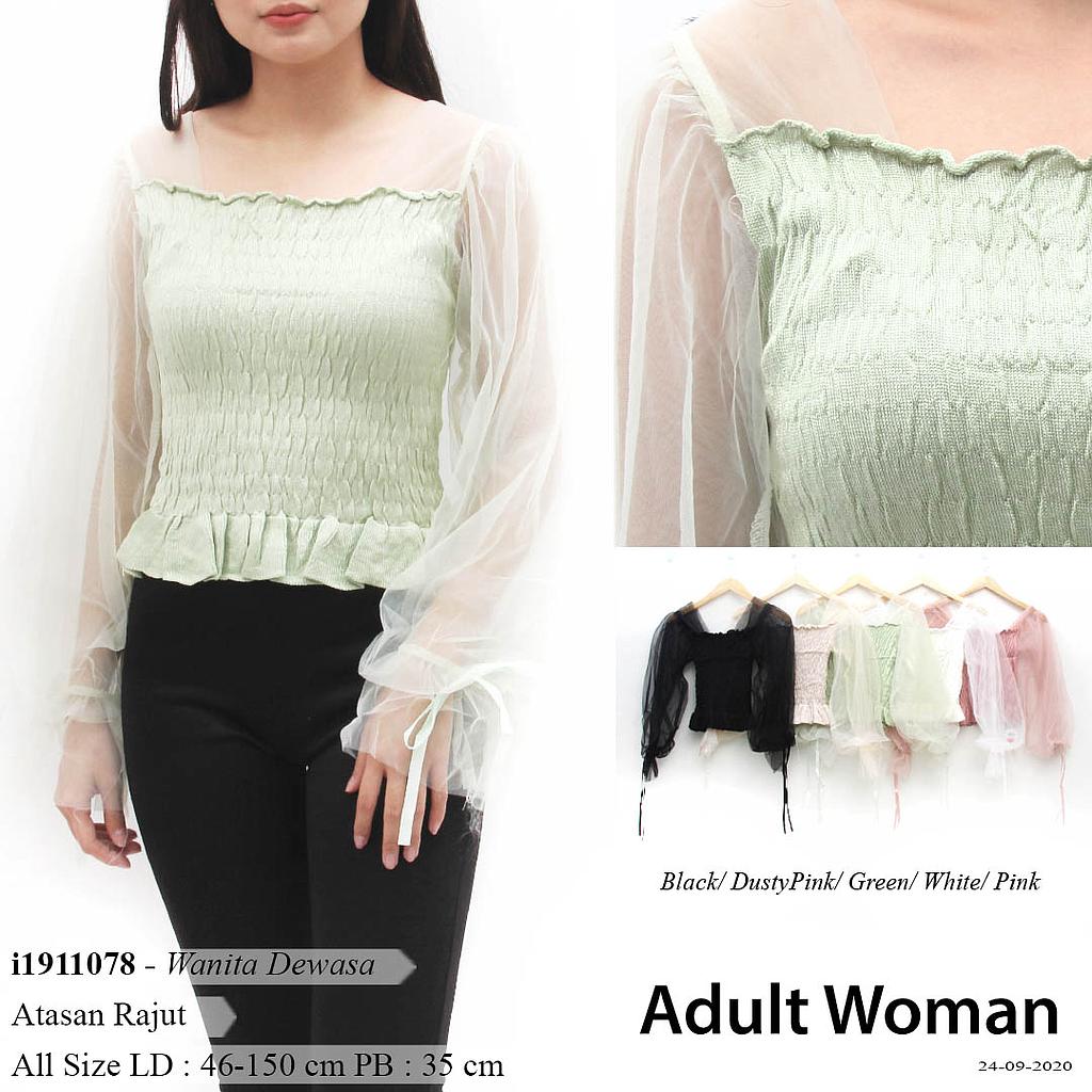 YQH-MSC351-1 Sherly atasan smock lengan puff tille