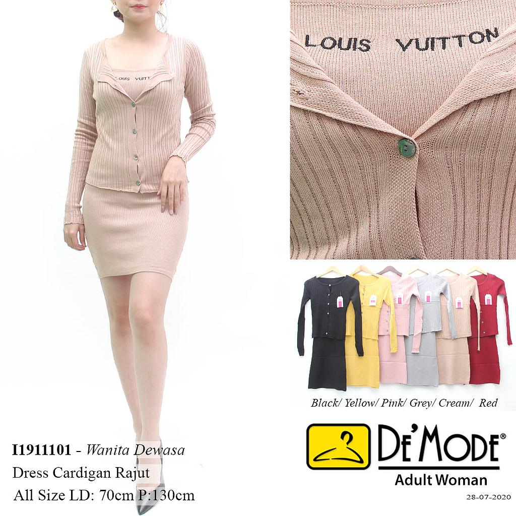 YQH-MS5848 LV setelan dress cardi rajut