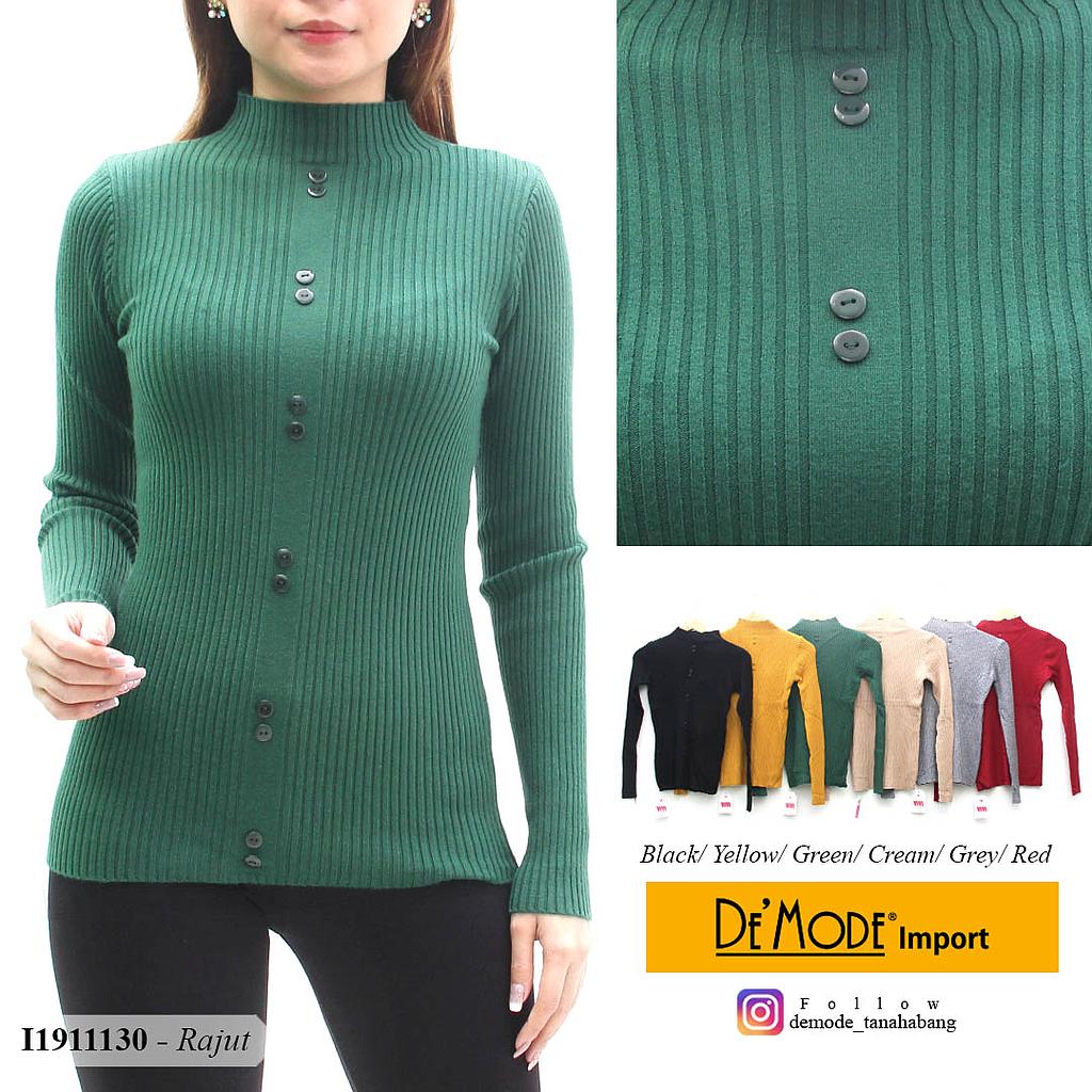 YQH-MS8829-2 Lovely dress rajut turtle neck variasi kancing