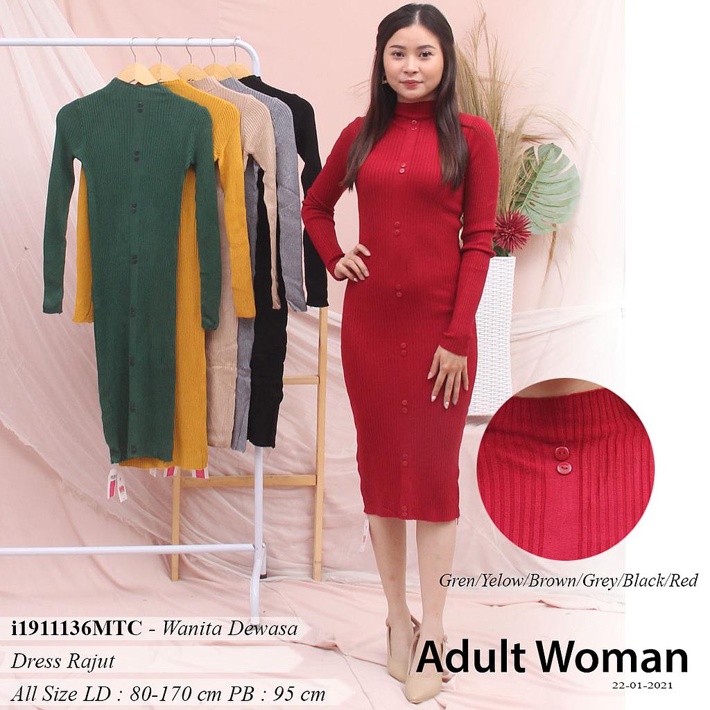 YQH-MS8829A-2 Lovely dress rajut turtle neck variasi kancing