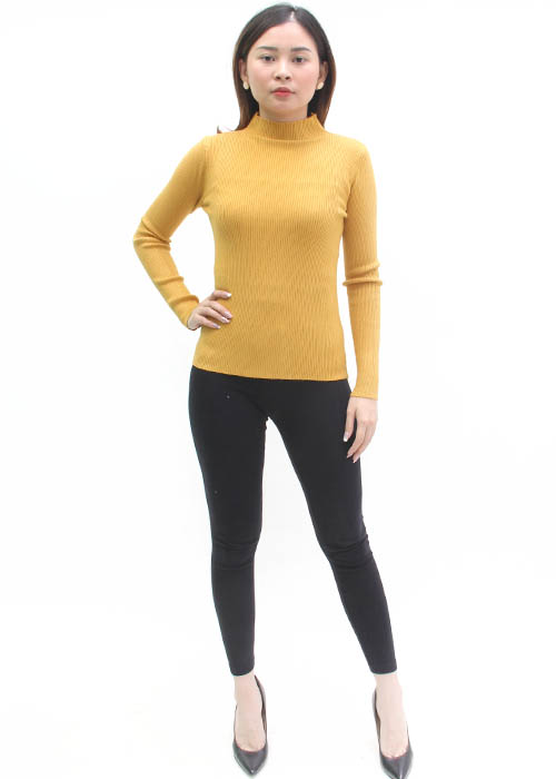 YQH-MS392-2 Minna atasan rajut tangan panjang turtleneck