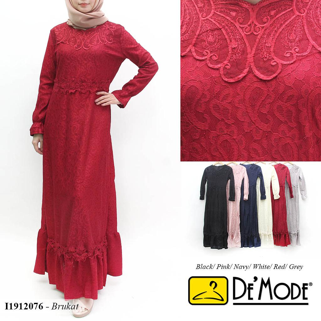 ZHH-MS18159 Hanisa dress brukat lengan karet