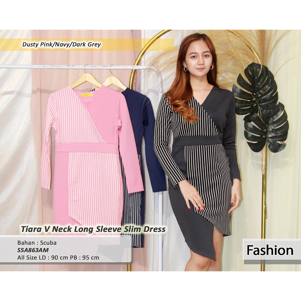 Tiara V Neck Long sleeve Slim dress