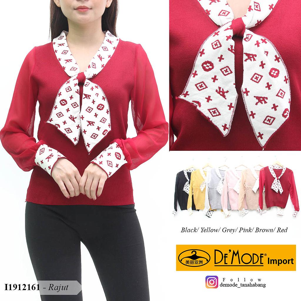 YQH-MS8039-2 Adel atasan rajut dasi polkadot