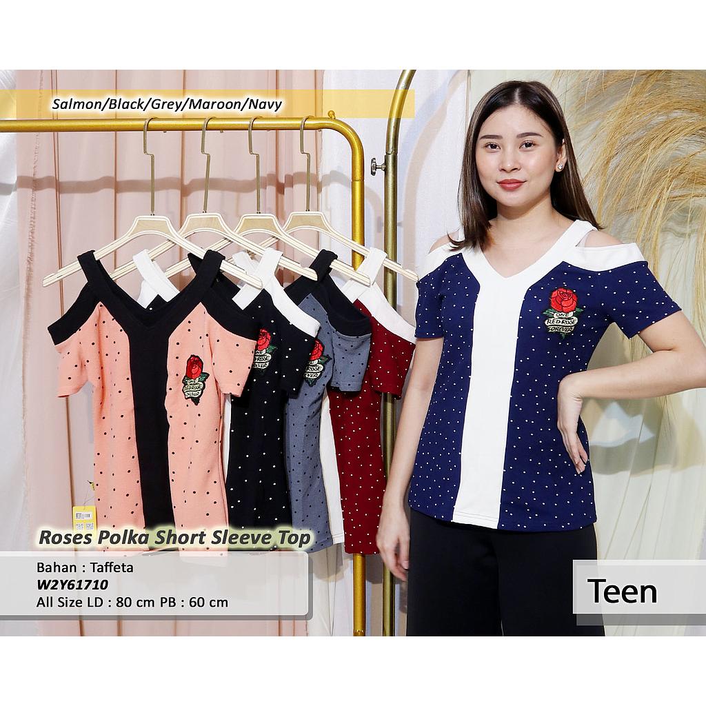 Rose Polka Short Sleeve Top