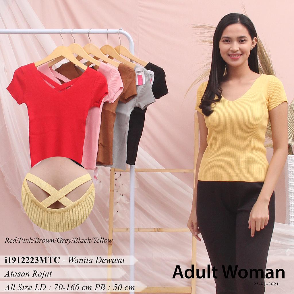 YQH-MSS311 Neni atasan rajut leher V silang