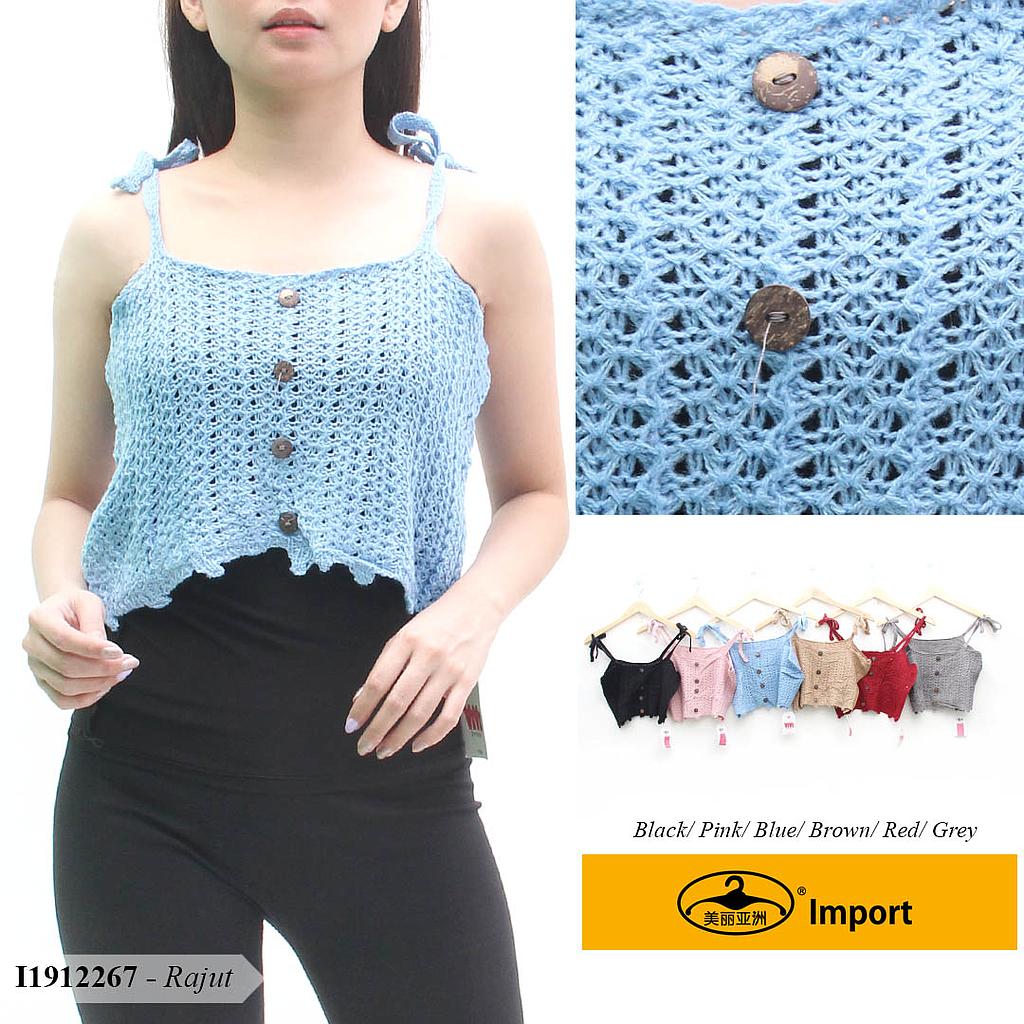 YQH-MS1605 Sella atasan rajut crop top kancing depan
