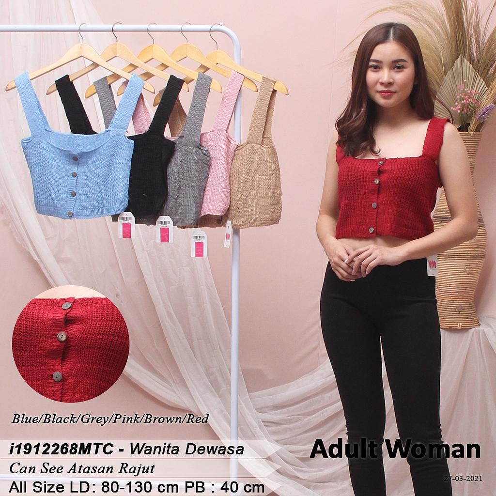 YQH-MS1606 Sely atasan rajut crop top kancing depan