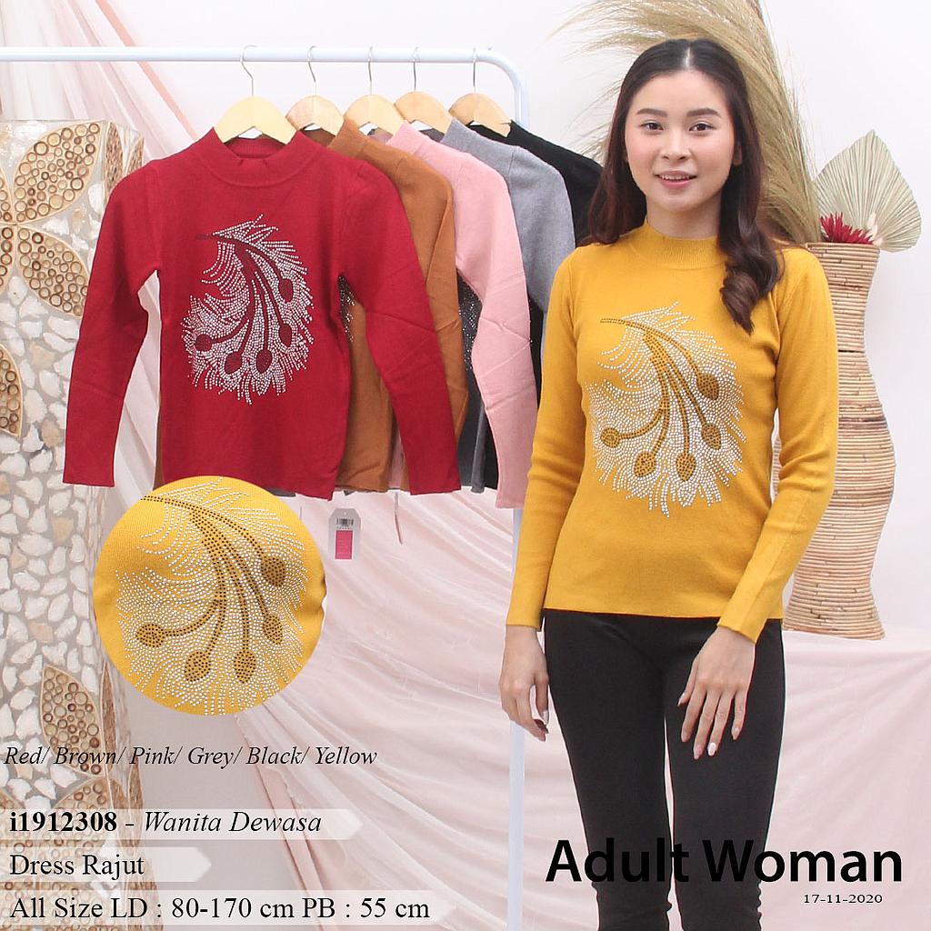 YQH-MS1305-2 Floral atasan rajut motek