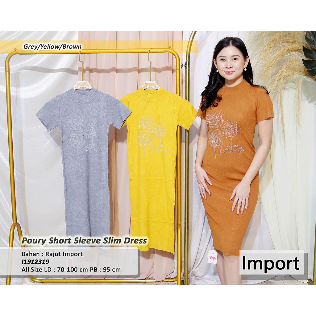 Poury short sleeve slim dress