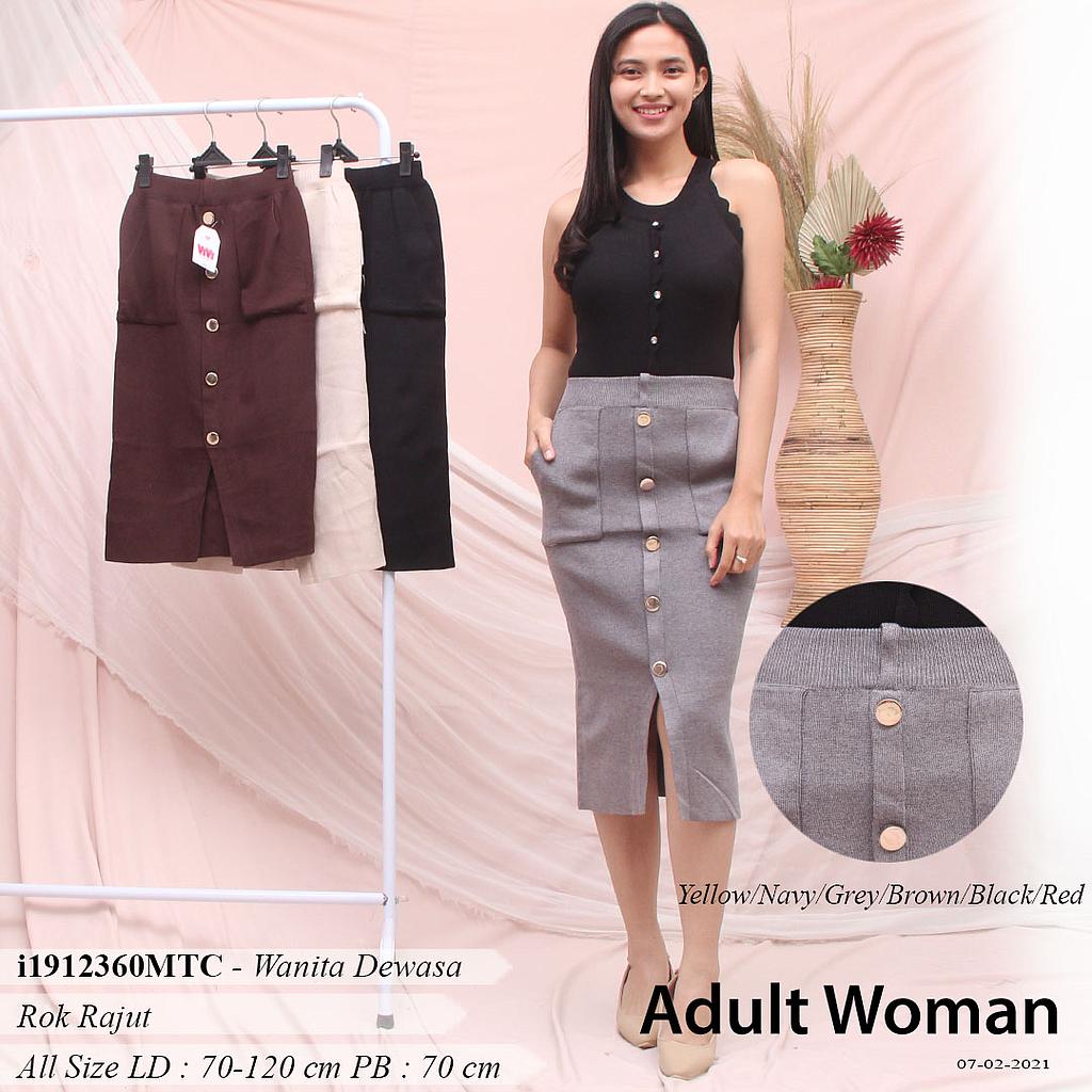 Helli Rok rajut  kancing slit tengah