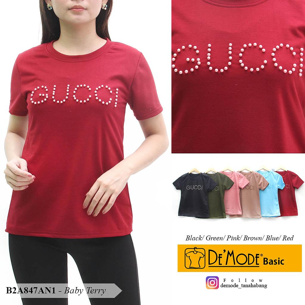 VENY ATASAN OBLONG LEHER BULAT BASIC + MUTIARA GUCCI