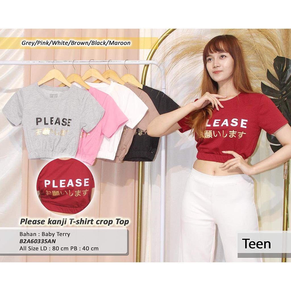 Please kanji T-shirt crop Top