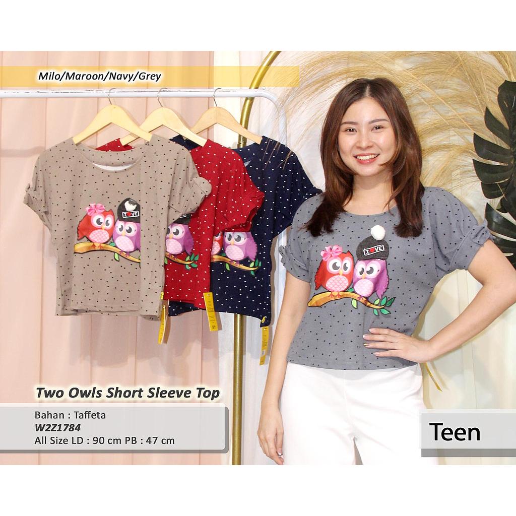 Two Owls Shorrt sleeve crop Top