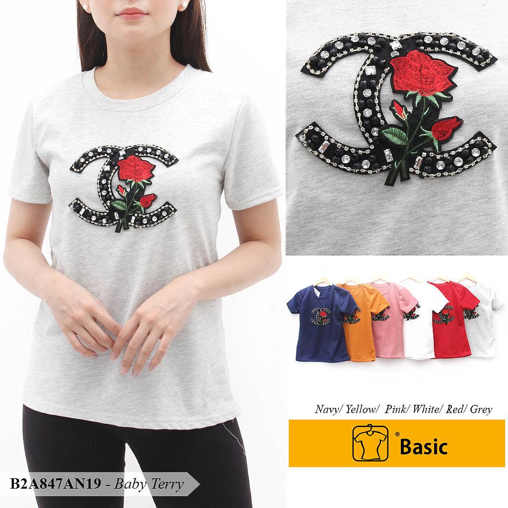 VENY ATASAN OBLONG LEHER BULAT BASIC + AP c. HITAM BUNGA