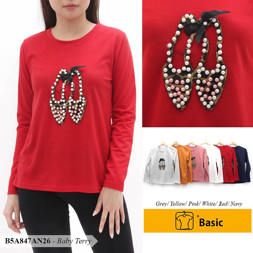 VENY ATASAN OBLONG TGN PJG LEHER BULAT BASIC + AP c. HITAM BUNGA