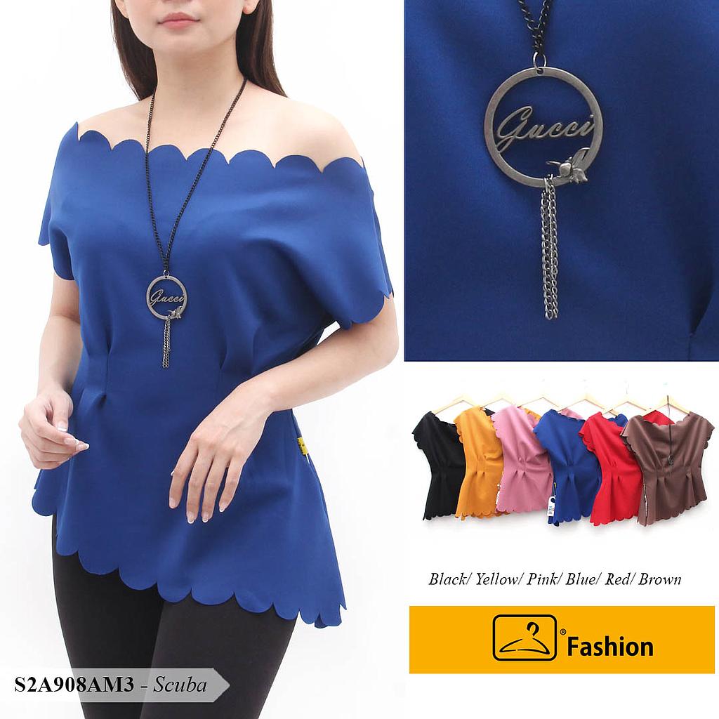 LUNA BLOUSE AWAN LIPIT PINGGANG + KALUNG