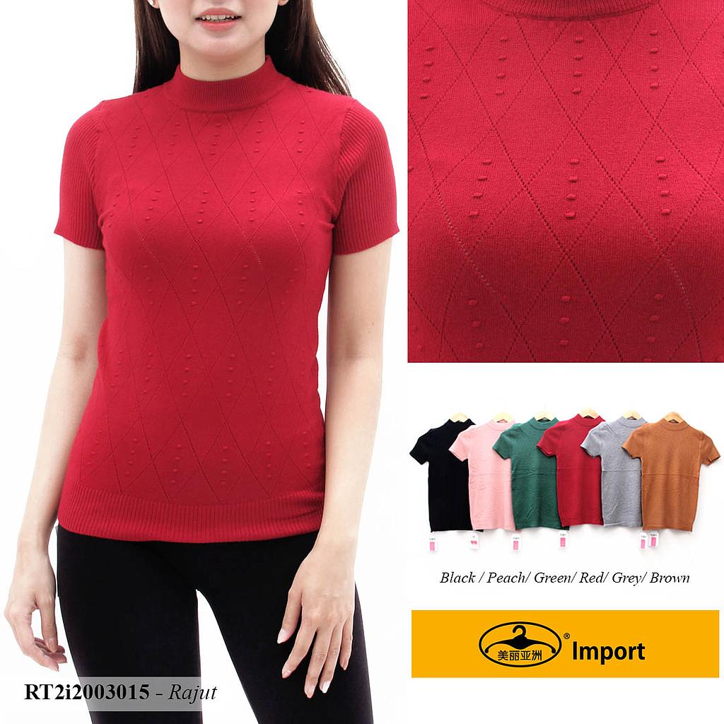 YQH-MS123-1 Gempita atasan rajut tangan pendek turtleneck