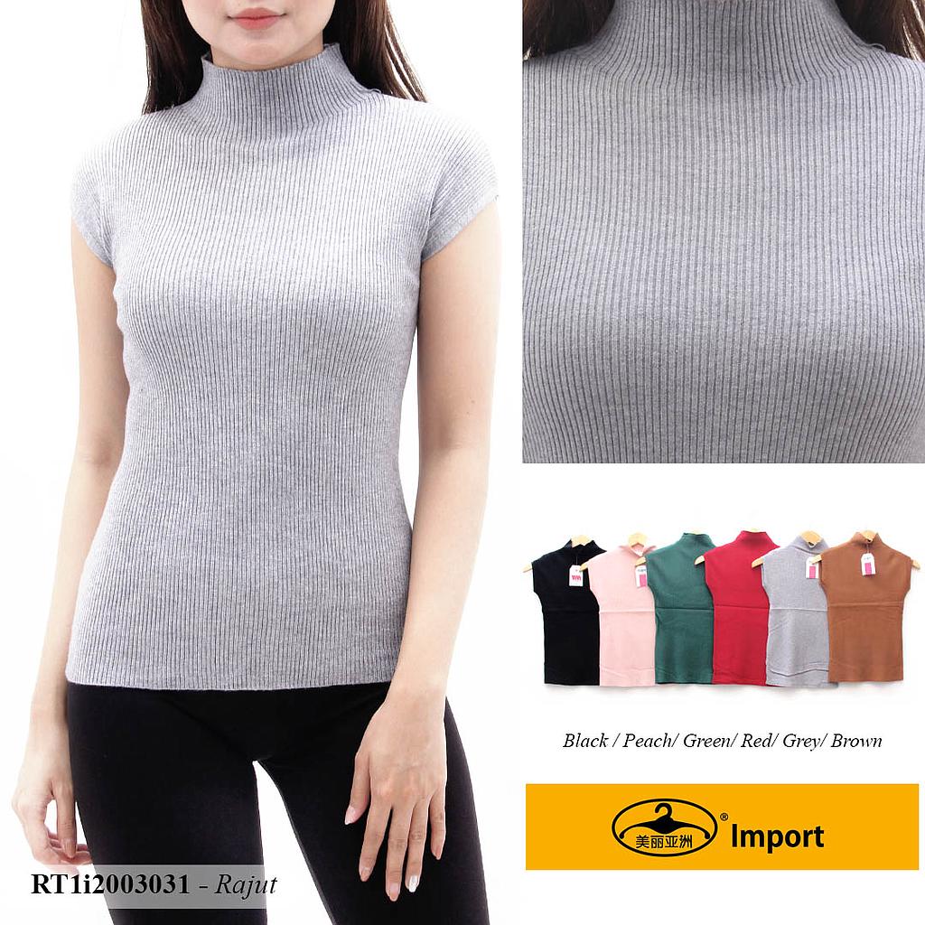 YQH-MS392 Hilya atasan rajut tangan pendek turtleneck