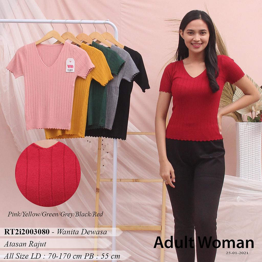 YQH-MS1900-1 Kelly atasan rajut tangan pendek leher V