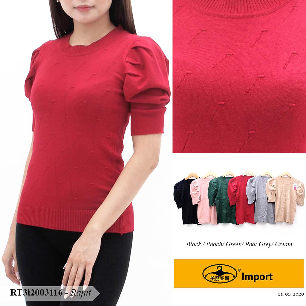 YQH-MS601P-1 Yusra atasan rajut lengan balon variasi motek