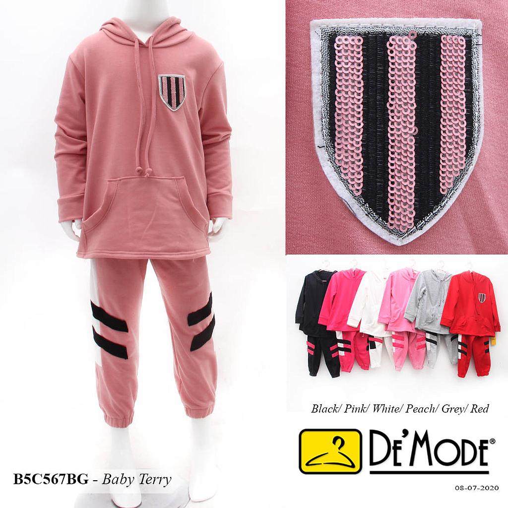 ZA. SETELAN KID HOODIE KOMB LIST + AP LOGO 