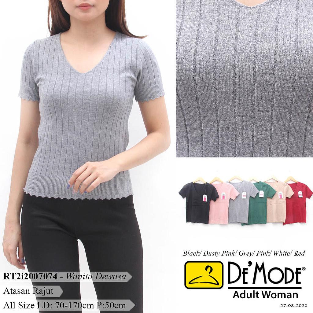 YQH-MS1900-1 Kelly atasan rajut tangan pendek leher V
