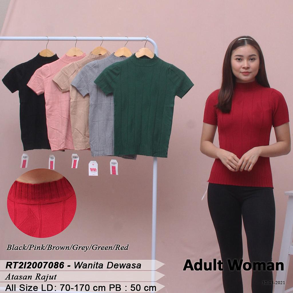 YQH-MS603-1 Naomi atasan rajut tangan pendek turtleneck