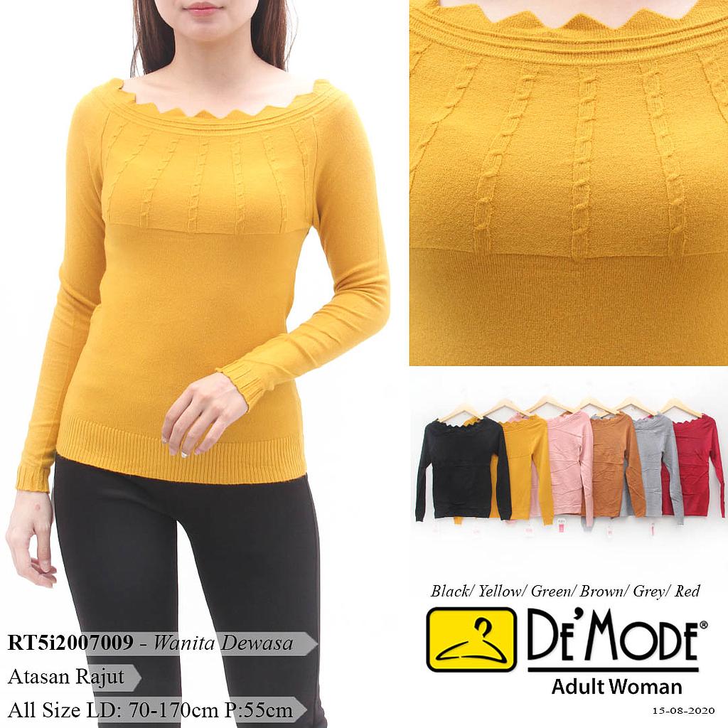 YQH-MS303 Kinaya atasan tgn pjg rajut leher zigzag