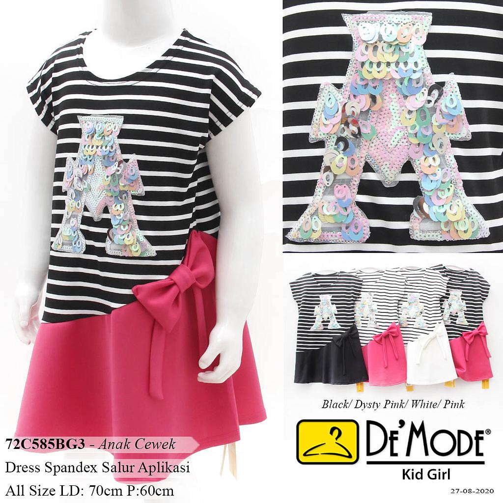 ZA. DRESS KID KOMBINASI + PITA APLIKASI 