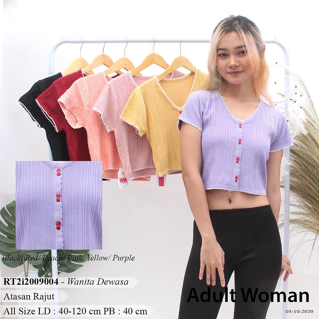 CROP TOP V NECK RAJUT KANCING-YQH-MS2180