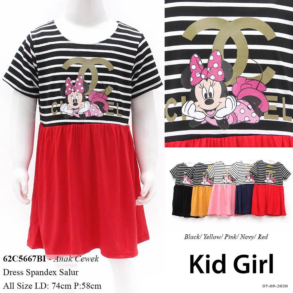 RISSA DRESS KID VARIASI KERUT + GAMBAR MINNIE c. 