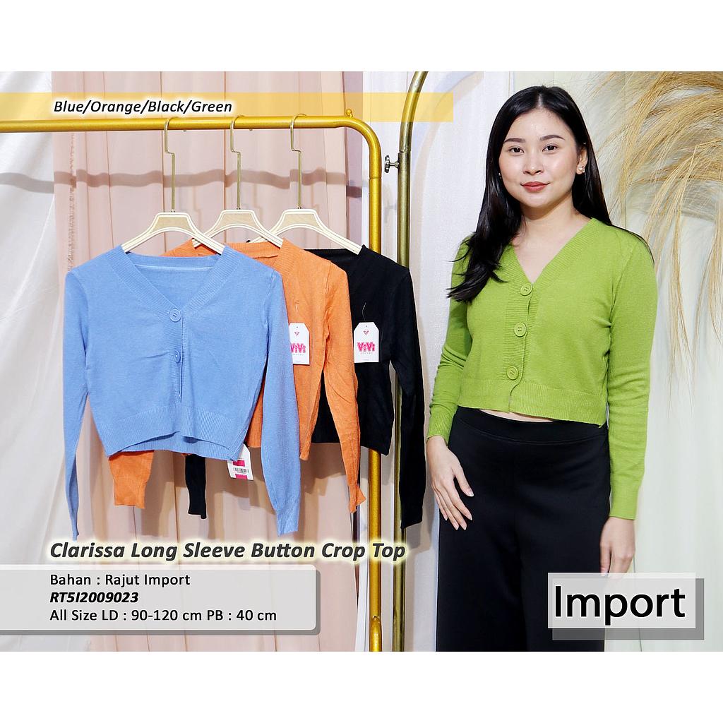 clarisa long sleeve button crop top