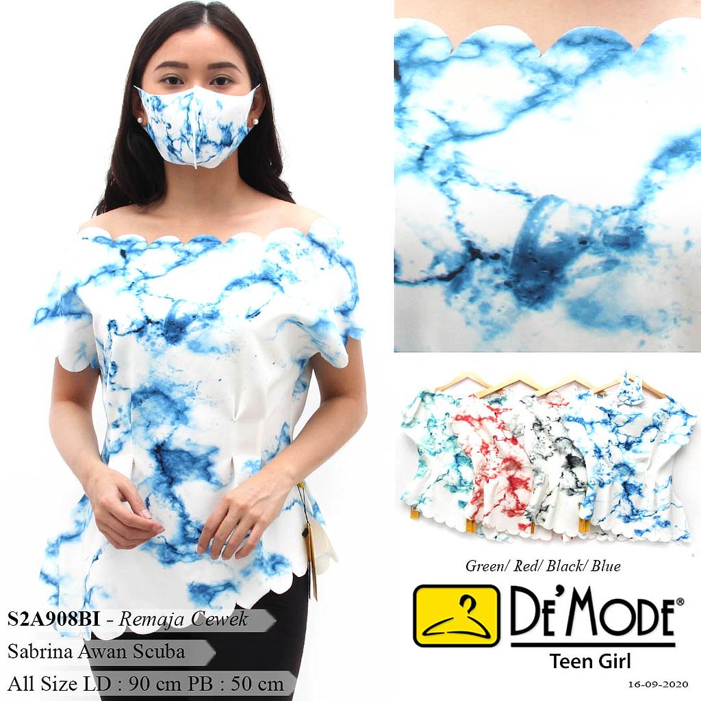 LUNA BLOUSE AWAN LIPIT PINGGANG FULLPRINT + MASKER